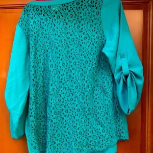 Turquoise back detailed blouse